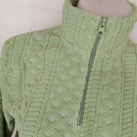 TRADITION Vintage moss green 1/4 zip textured fleece pullover sweater fit M - Picture 2 of 7